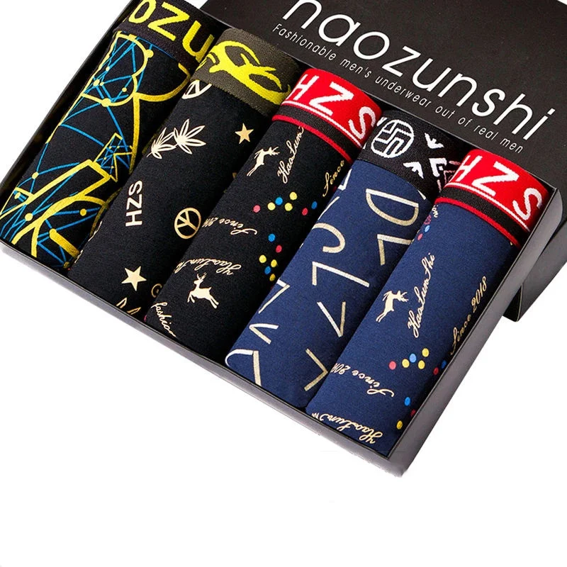 Men's Under Wear Boxing Printing Under Wear Men's Couple Cotton Shorts Sexy Suit Cartoon Under Wear Flat Angle Boxer Shorts 3XL