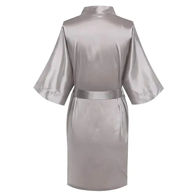 Простые атласные халаты ярко розовое серебряное кимоно цвета шампанского