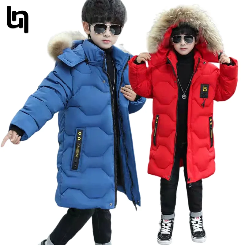 

Kids Children's Winter Jackets Boys Long Jacket For Boy Clothes Faux Fur Collar Coat Snowsuit Outerwear Coat Parka Snow Wear