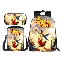 it take two backpack game cosplay backpack large capacity bookbag teen knapsack fashion pencil case shoulder bag boy girl bag
