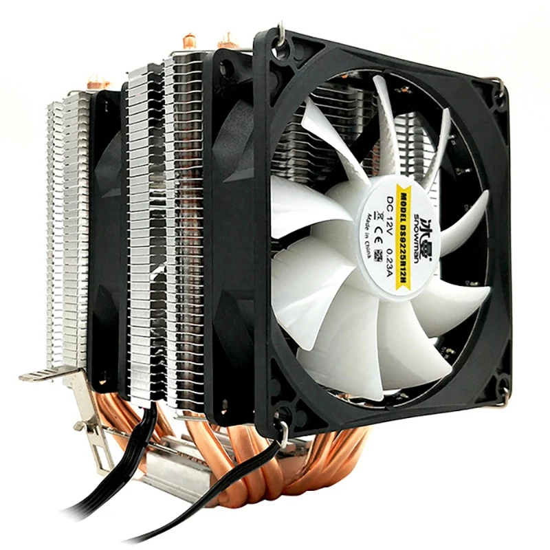 

SNOWMAN 4PIN Temperature Control CPU Cooler,6 Copper Tube Mute Dual Fan CPU Cooler,Suitable for AMD Universal Cooler