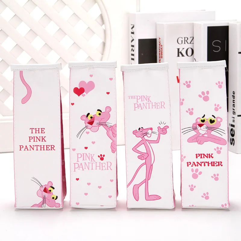 Чехол для карандашей с изображением розовой Пантеры и бутылки молоком милый