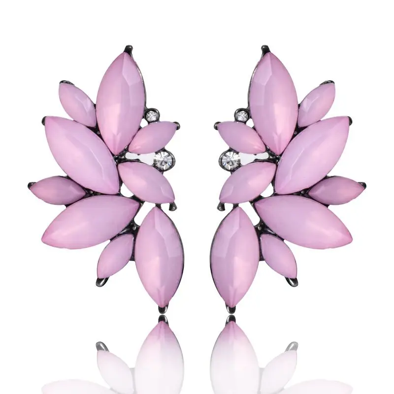 Стеклянные серьги в виде цветка для женщин черные красные розовые большие