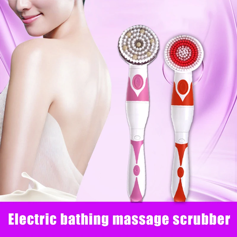 

Hot Electric Long Handle Rotating Bath Body Brushes Waterproof Shower Brush Devices with 4 Brush Heads Deep Cleansing t6