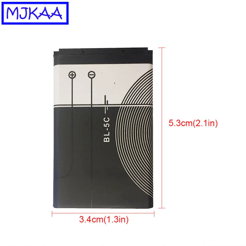 MJKAA 2 шт. BL-5C 3,7 V 3.8Wh 1020 мА/ч, литий-ионный аккумулятор Батарея для Nokia 1208 1600 1100 1101 2610 2600 2300 6230 6630 n70 n71 n72 n91 e60