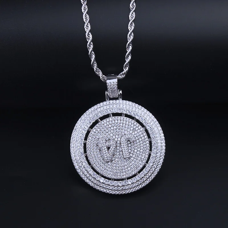 Персональный изготовленный на заказ ледяной прядильный кулон с цепочкой tenins