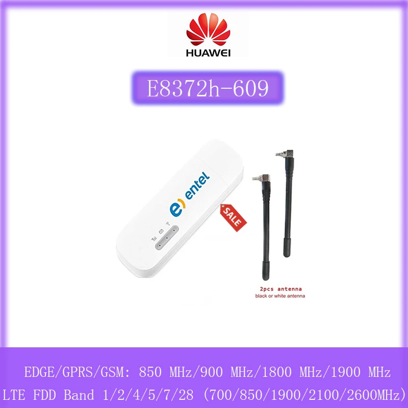 Unlocked Huawei E8372h-609 4G LTE Wifi Wingle Modem with 2pcs Antenna Dongle 150M For American