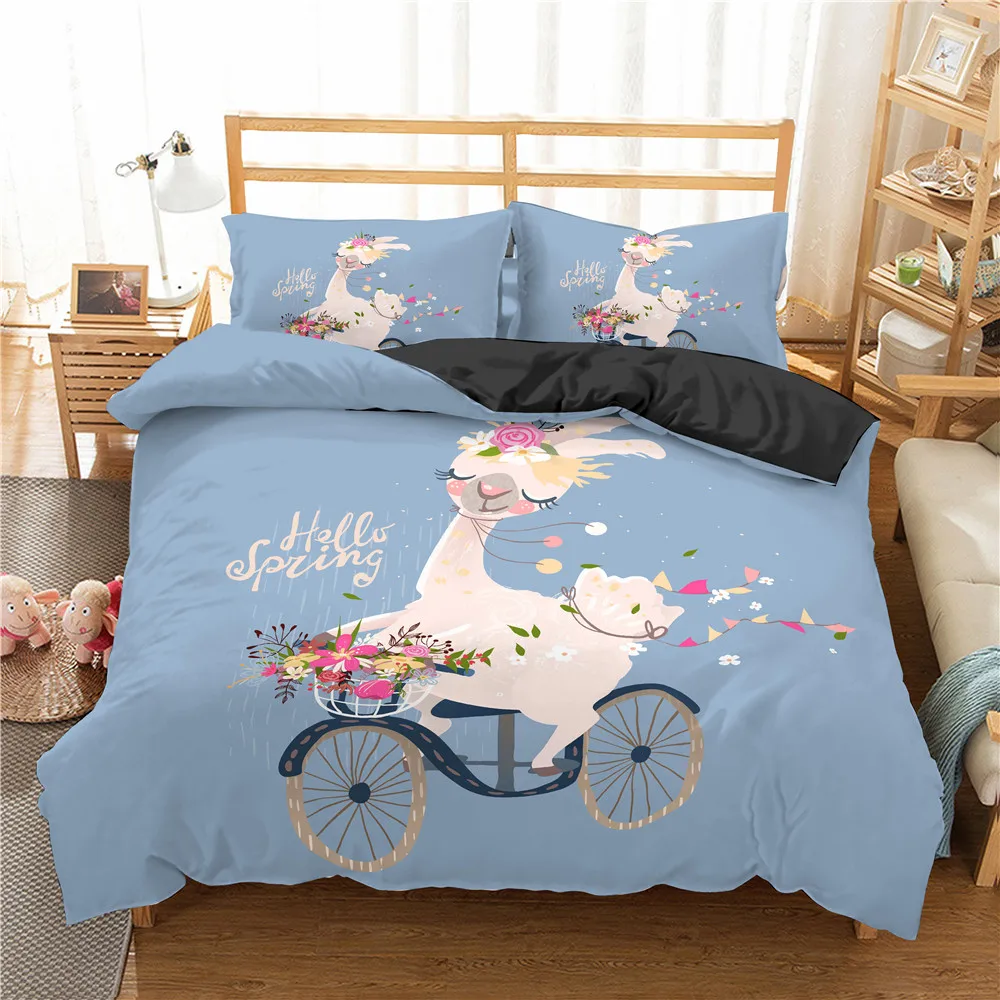 Cartoon Dog Alpaca Bedding Set Children's Animal Printing Queen Size 100% Microfiber Bedding Linen Set 3D Printed Bedding