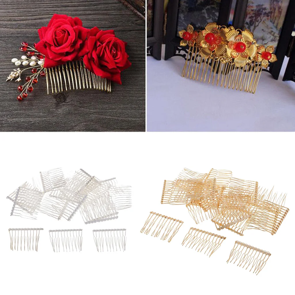 20pcs Metal Plain 12 Teeth Hair Combs Pin Slide Side Comb Headdress for | Jewelry