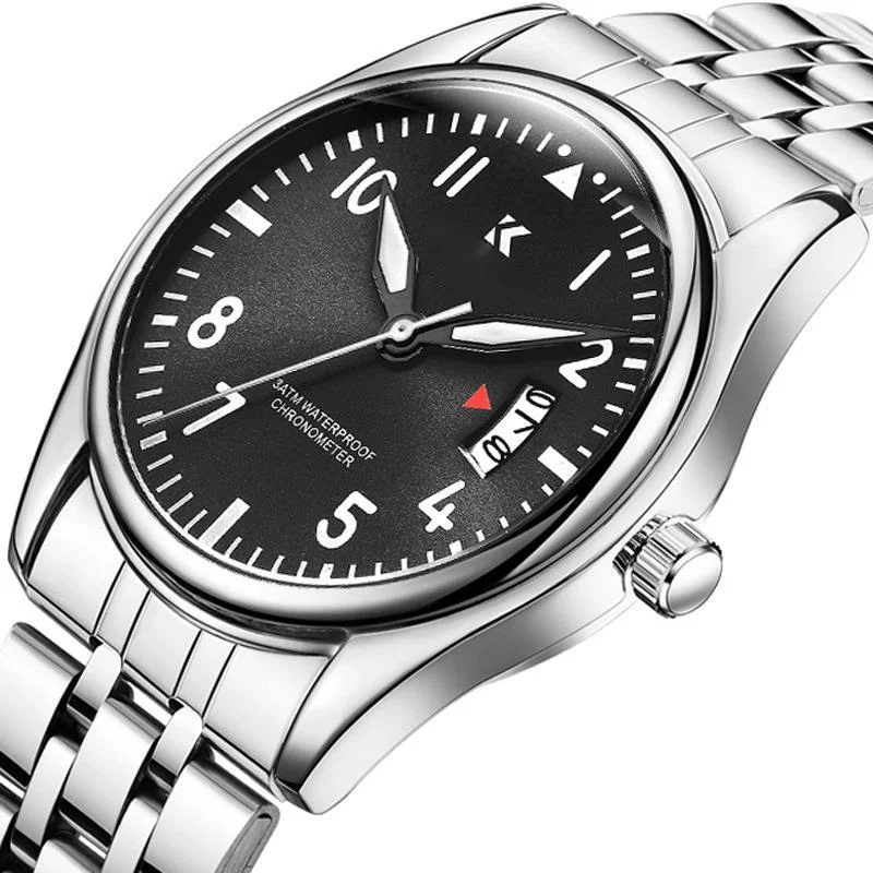 

New fashion men's luminous single calendar digital watch steel band waterproof student Watch