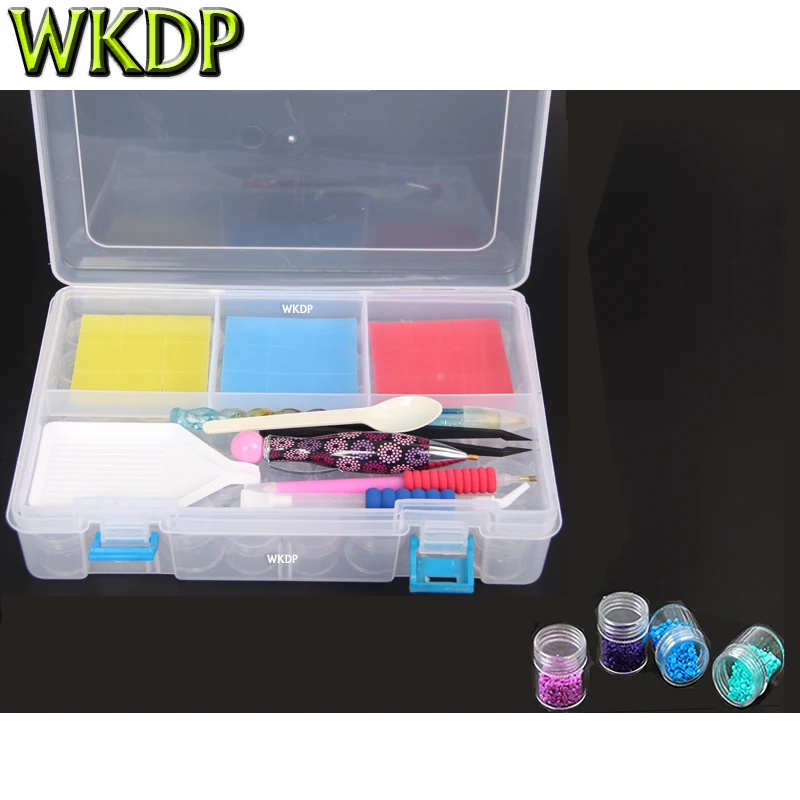 Новый большой контейнер с 48 отделениями для хранения материалов для алмазной живописи и рукоделия: клей для мозаики, ручка, глиняная плитка, наборы для вышивания крестиком.