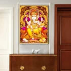 Постеры и принты на холсте Golden Lord Ganesh, Картина на холсте, индийская религия, Настенная картина для гостиной, домашний декор