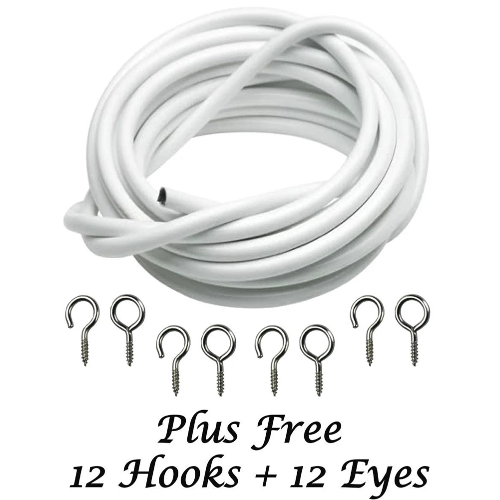 10 м чистая проволока для занавесок белый шнур окна с Бесплатные Крючки и глаза