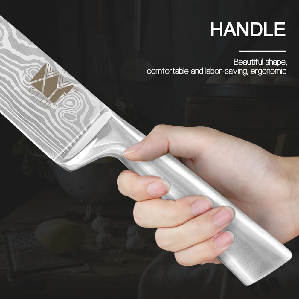 Набор ножей из нержавеющей стали XYj 8 шт. острые лезвия с рисунком ручка полным