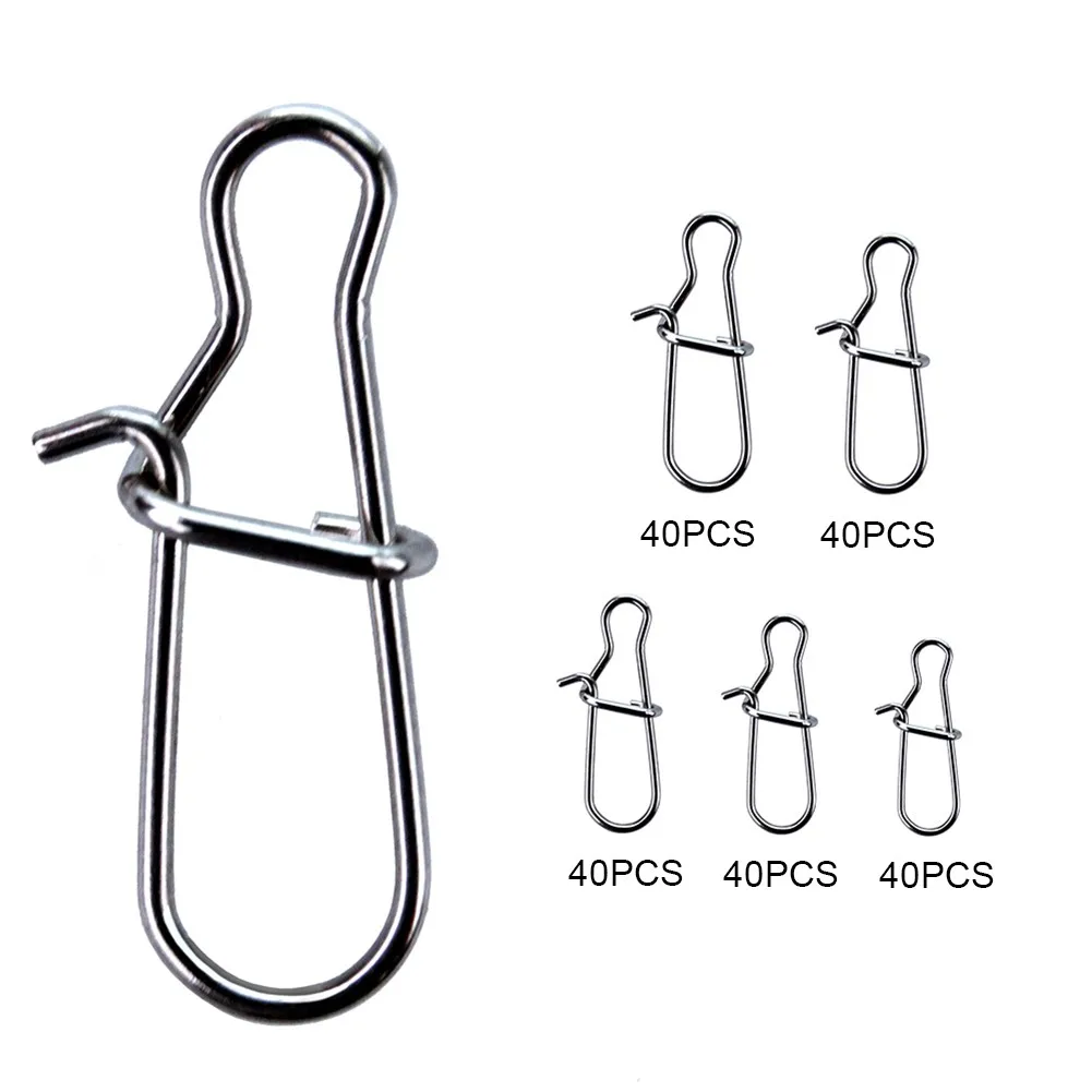 

200pcs/Pack Fishing Hook Clips Solid Rings Safety Lock Snaps Swivels Connectors Bold Reinforced Pin Conversion Box 0/1/2/3/4#
