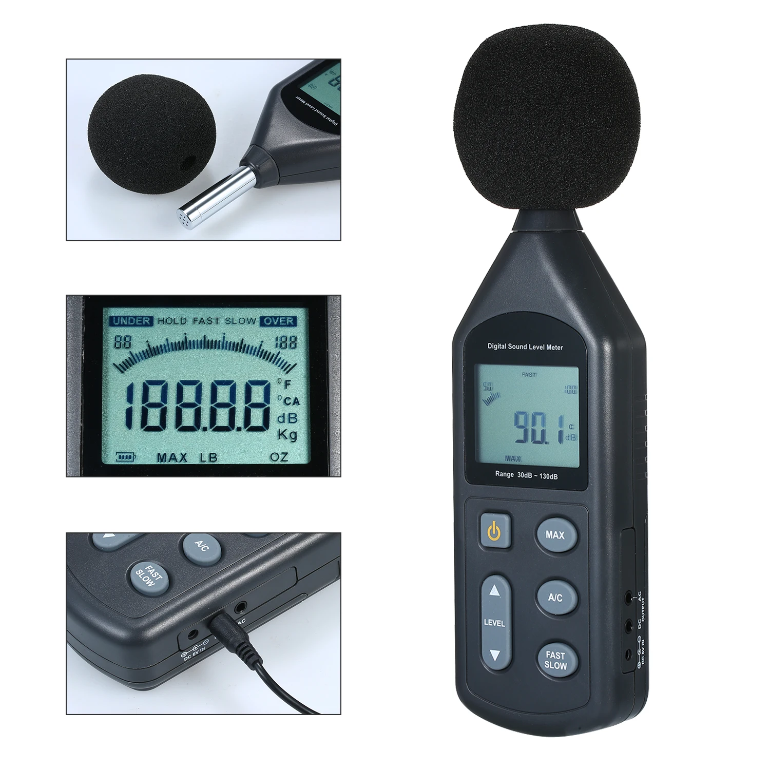 

Digital Sound Level Meter LCD Display Noise Meter 30dB~130dB Noise Measuring Instrument