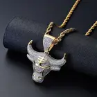 Модные ожерелья для мужчин в стиле хип-хоп, полные стразы, животные, подвеска в форме головы быка, ювелирные изделия, подарок