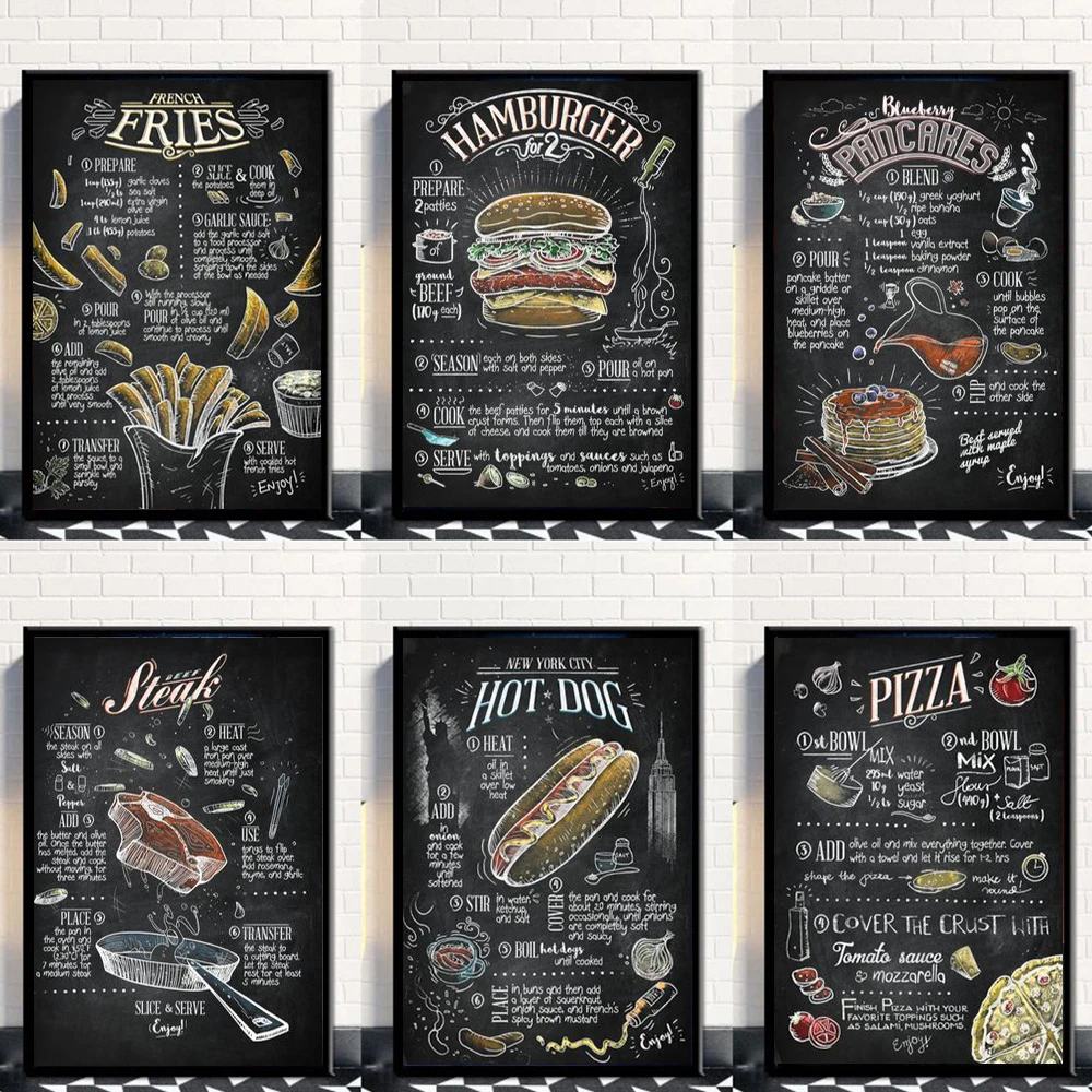 

Delicacy Food Mural Burger Hot Dog Kitchen Living Room Cafe Western Restaurant Home Decor Art Posters Quality Canvas Painting