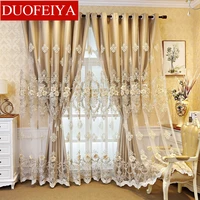 european and american luxury white and cream color villa embroidered curtains for living room windows curtain bedroomkitchen