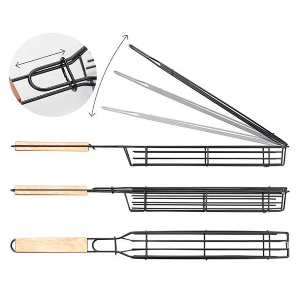 1/2pcs Portable BBQ Grilling Basket Stainless Steel Nonstick Barbecue Grill Tools Mesh Kitchen Outdoor |