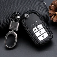 carbon fiber silicone rubber car remote key fob cover case for honda 2016 2019 crv pilot accord civic fit freed keyless