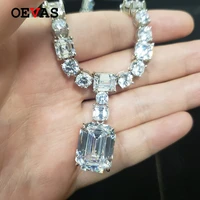 oevas 100 925 sterling silver sparkling full high carbon diamond bridal pendant necklace wedding party fine jewelry wholesale