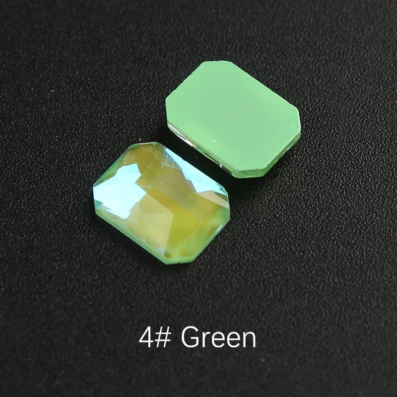 4.Green Rectangle 30 шт/партия ромб 6x10 мм плоская задняя смола без горячей фиксации 10 мокко цвета ромб стразы с плоской обратной поверхностью 3D драгоценные камни для дизайна ногтей - Цвет: 4.Green Rectangle