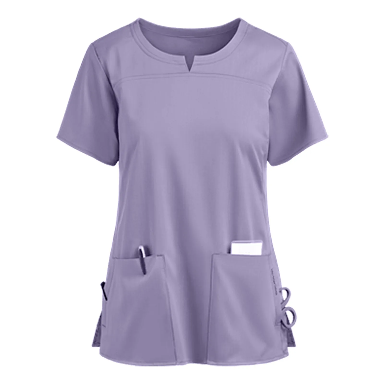 Новинка 2021, медицинская униформа, топы для медсестер и женщин, женский топ с коротким рукавом и V-образным вырезом, топ для медсестры с карман...