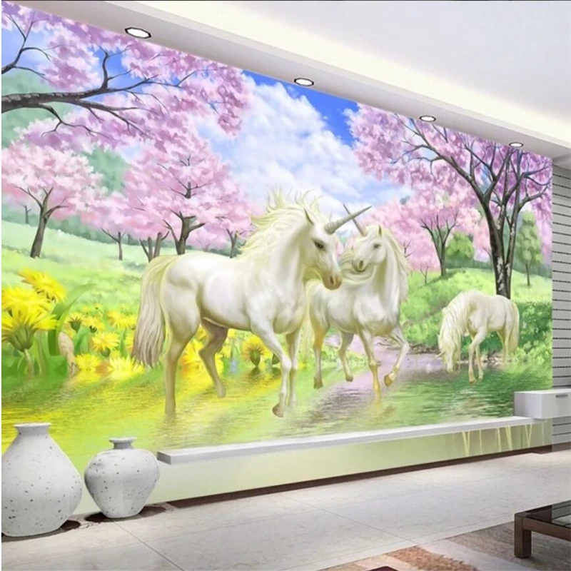 Большие фрески wellyu на заказ модное украшение для дома фэнтези вишня единорог фон