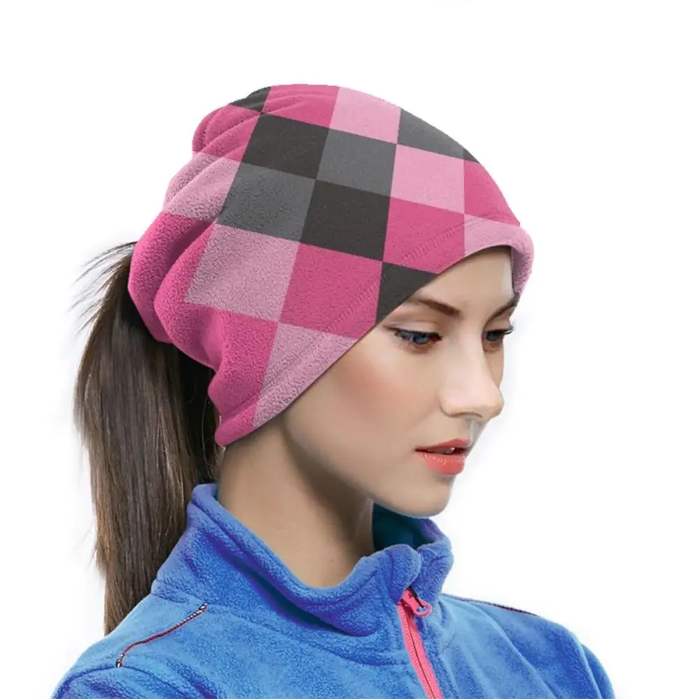 Black And Pink Argyle Design Microfiber Neck Warmer Bandana Scarf Face Mask Abstract Backdrop Background Checked |