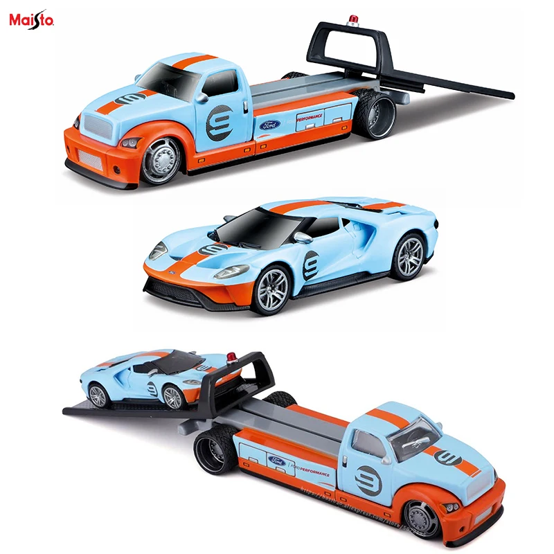 

Maisto 1:64 Flatbed 2019 Ford GT Heritage Edition transport Die-casting car model collection gift toy boys