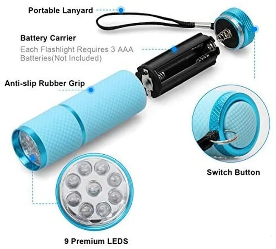 

Portable Mini UV 9 LED Purple Light Nail Dryer Curing Lamp Flashlight Torch for Gel Nail Polish Art Light Lamp Machine Tools