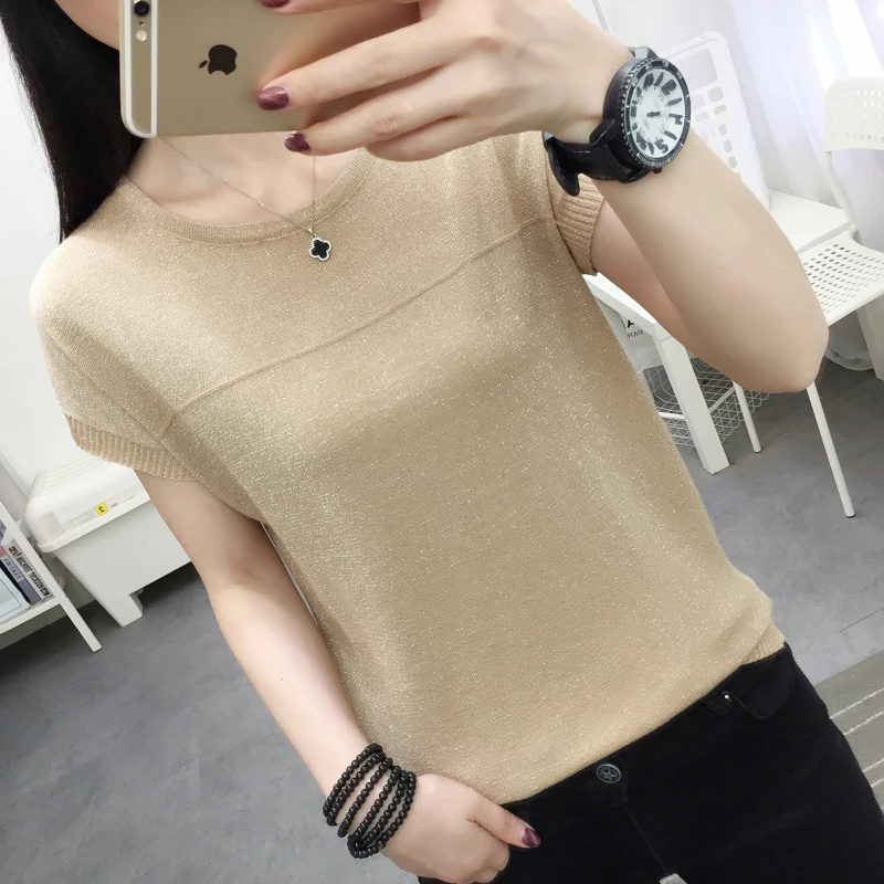 

2021 New Summer T Shirt Women Elasticity Oversized T-Shirt Woman Clothes Female Tops Short sleeve Women's tube top knit Canale
