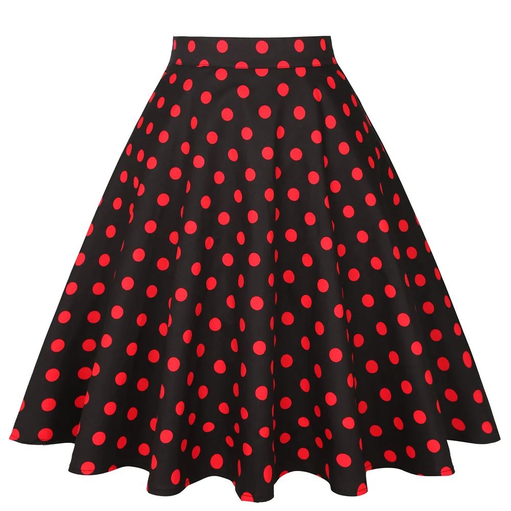 Женская летняя черная юбка новинка 2021 модная с красными точками хлопковая