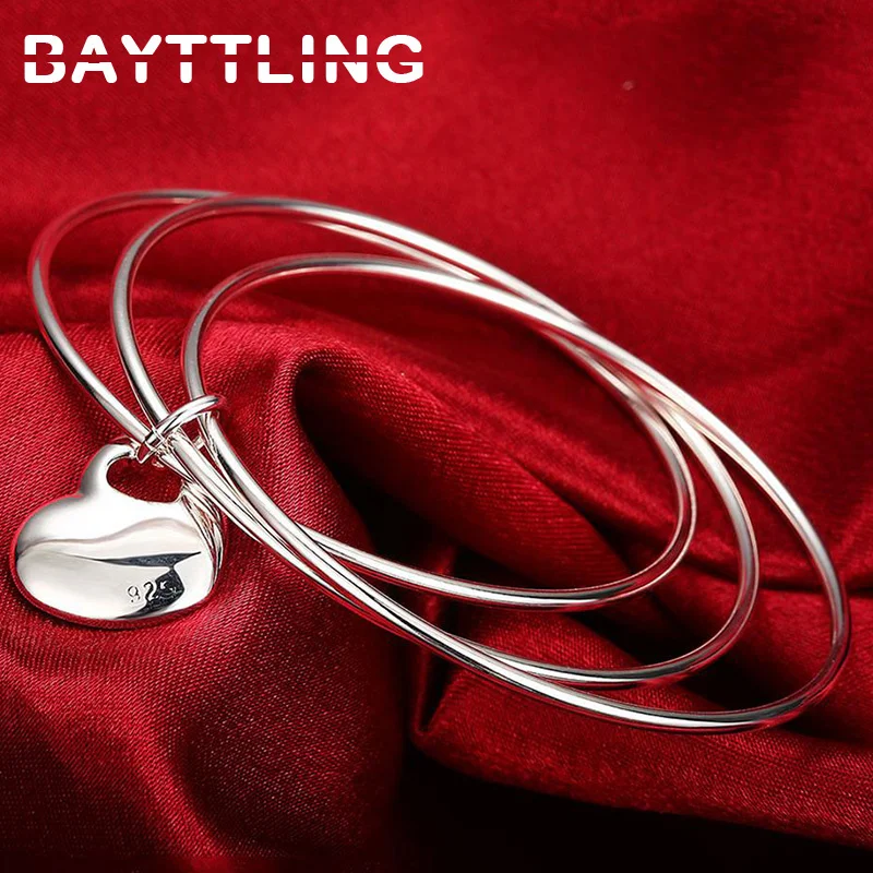 BAYTTLING серебряный цвет 3 круга сердце подвеска браслет для женщин леди модные