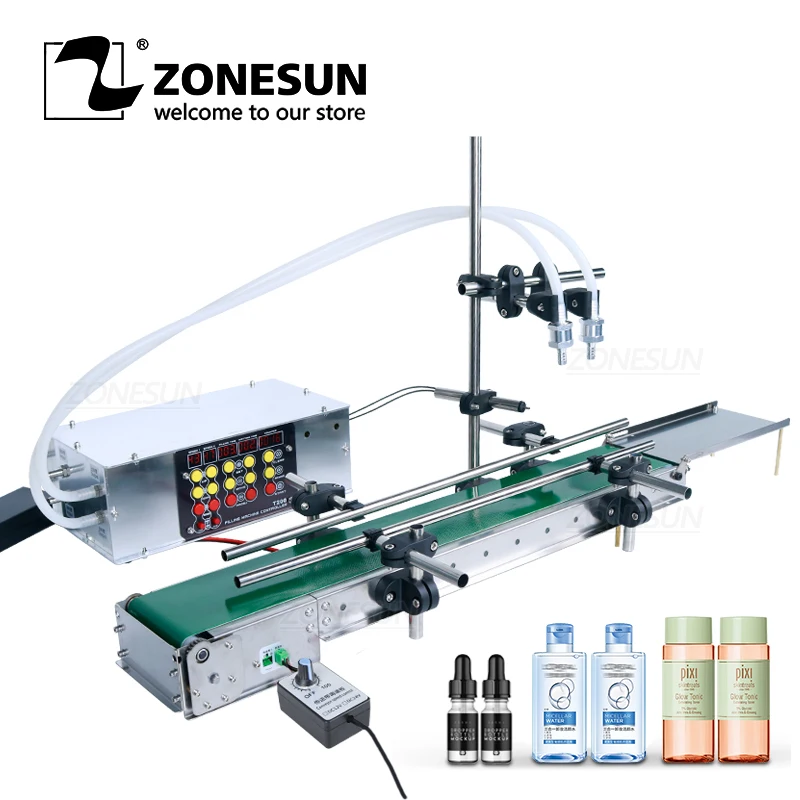ZONESUN Automatic Double Heads Filling Machine for Small Bottle Perfume Essential Oil Juice Business Waterproof Conveyor | Инструменты
