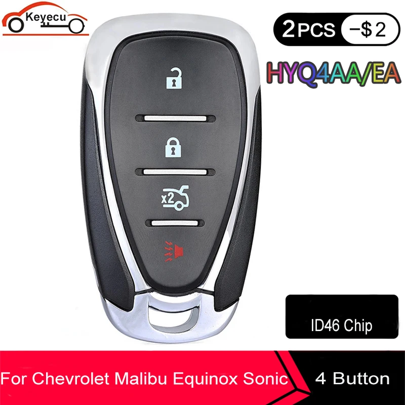 KEYECU Smart 3 + 1 4 кнопки дистанционного ключа Fob 433 МГц с чипом ID46 для Chevrolet Camaro Cruze Malibu FCC: