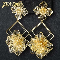 zeadear jewelry fashion copper drop dangle earrings flower romantic exquisite large light style for women party wedding gifts