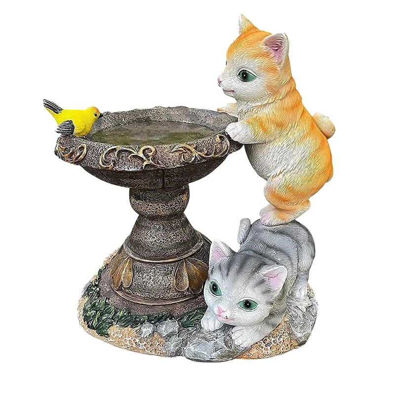 

Садовые статуи, статуэтка для ванны, полимерная скульптура на солнечных батареях для кошек, птиц, рыб, садовые фигурки для патио, лужайки