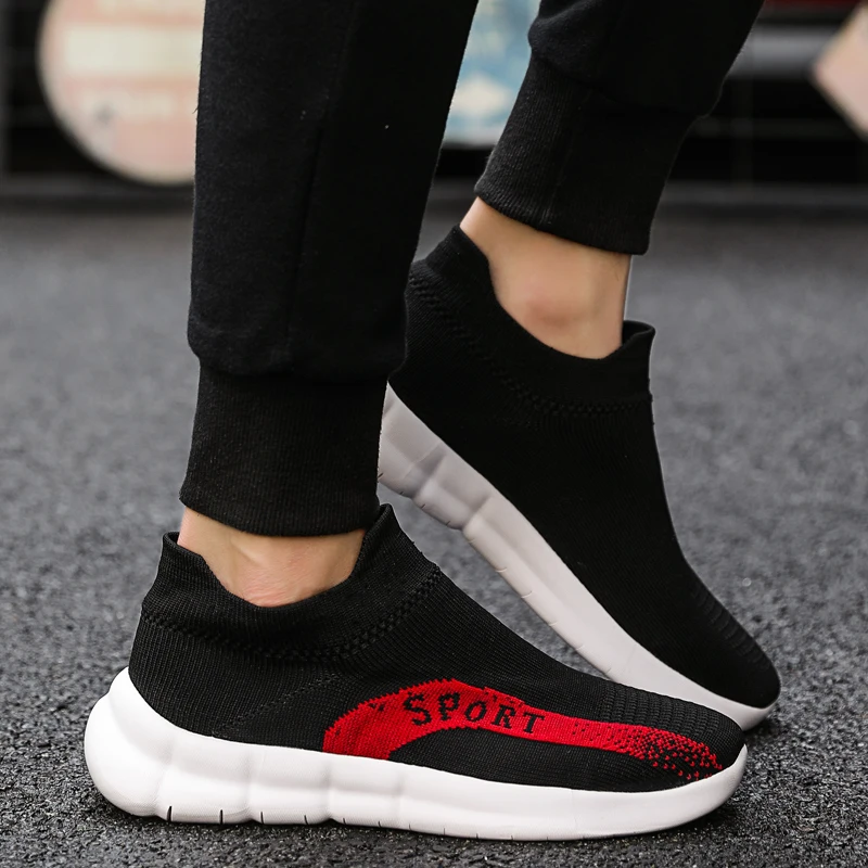 

Men Shoes 2021 Autumn Breathable Mesh Sneakers Men Slip on Soft Casual Shoes Knit Walking Sock Shoes Comfort Men Flats