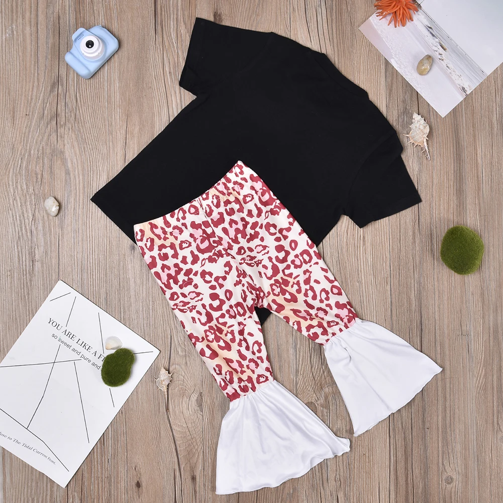 Комплект детской одежды из 2 предметов для девочек топ с коротким рукавом и брюки