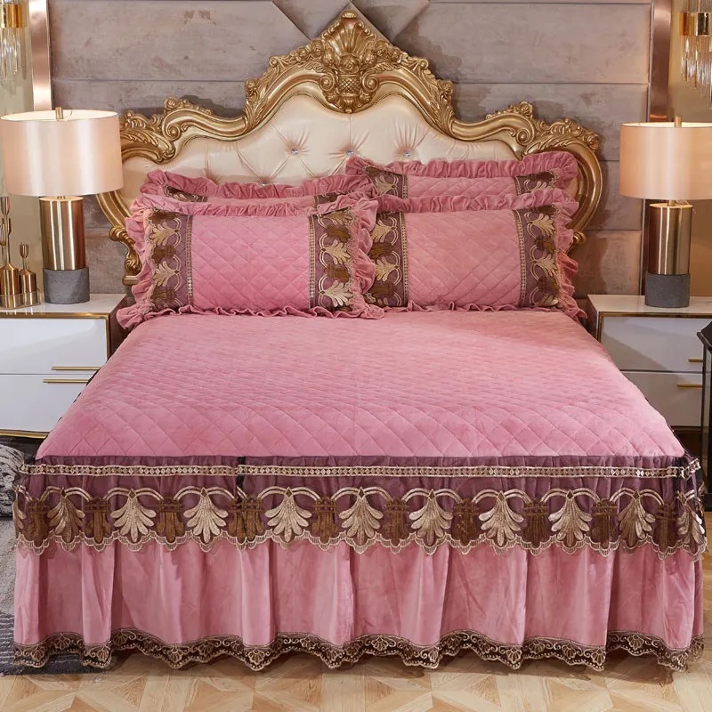 Европейский кружевной комплект постельного белья роскошное бархатное покрывало
