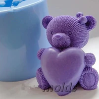 przy knitted teddy heart 3d silicone mold for soapcandles making cake decorating tool diy craft molds resin clay baking tools