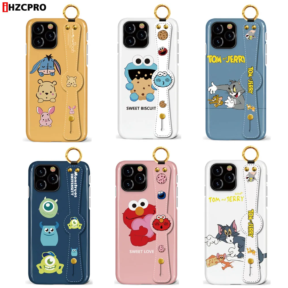 Мягкий чехол с мультяшным рисунком для iPhone 11 Pro Max XS, XR, X, 8, 7, 6, 6S Plus, ремешок на запястье, TPU чехол, держатель, кольцо, ремешок, кот, Том, Джерри, Япония, Корея