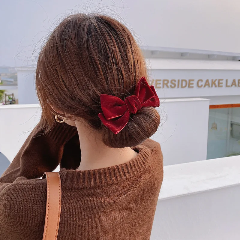 

Velvet Bow Women Elegant Hair Curls Bun DIY Hair Style Donut Maker Ribbon Hair Making Tool Headbands Hair Accessories
