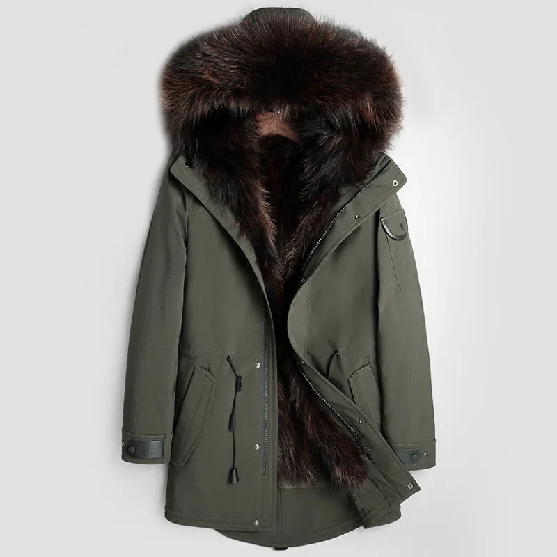 

Parka Real Coat Men Winter Jacket Racoon Fur Liner Plus Size Luxury Jackets Parkas Manteau Homme Hiver 4223