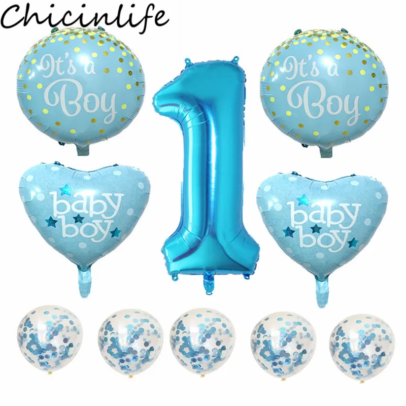 

Chicinlife Boy Girl 1st Birthday Blue Pink Number Foil Balloons Kids 1 Year Old Anniversary Baby Shower Gender Reveal Supplies