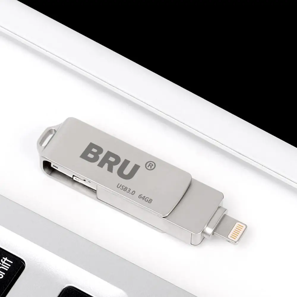 BRU usb OTG Флешка флеш накопитель 3 0 3in116G32G64G128G256GB для iPhone 11 Pro XS X Android type c логотип на