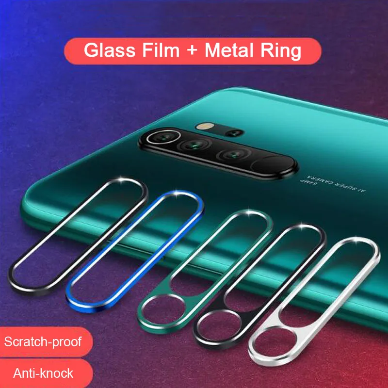Закаленное стекло + металлическое защитное кольцо для Xiaomi Redmi Note 8 Pro Защитная