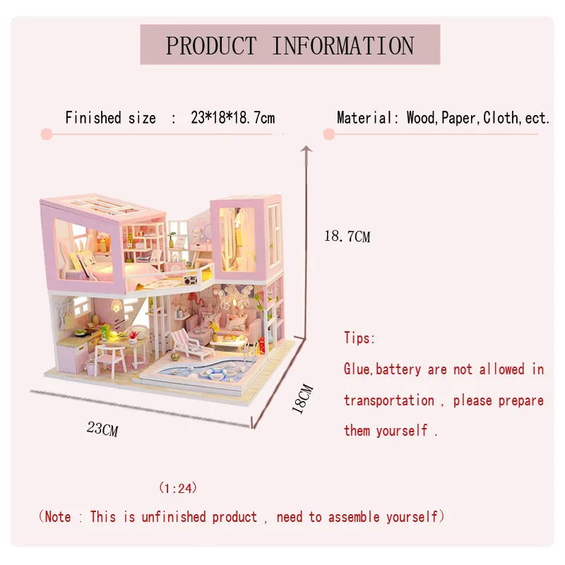Большой кукольный домик деревянная мебель вилла кухня Сделай Сам большие